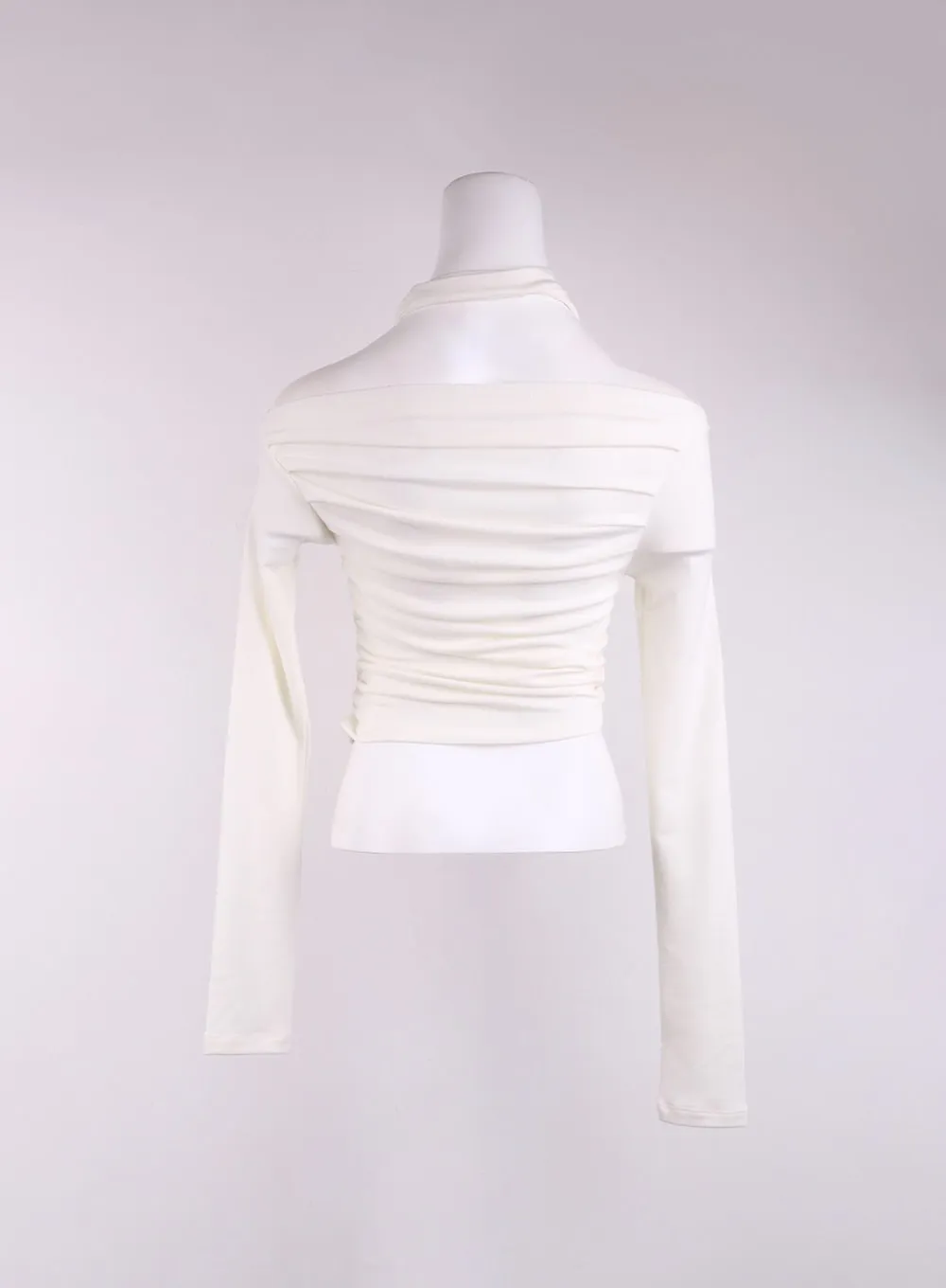 Ruched Off Shoulder Top with Scarf CJ425