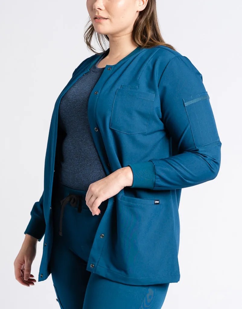 Scrub Jacket Button Up - Gibraltar Blue