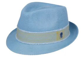 Stetson Summer Toyo Trilby in Pale Blue with contrasting stitch band