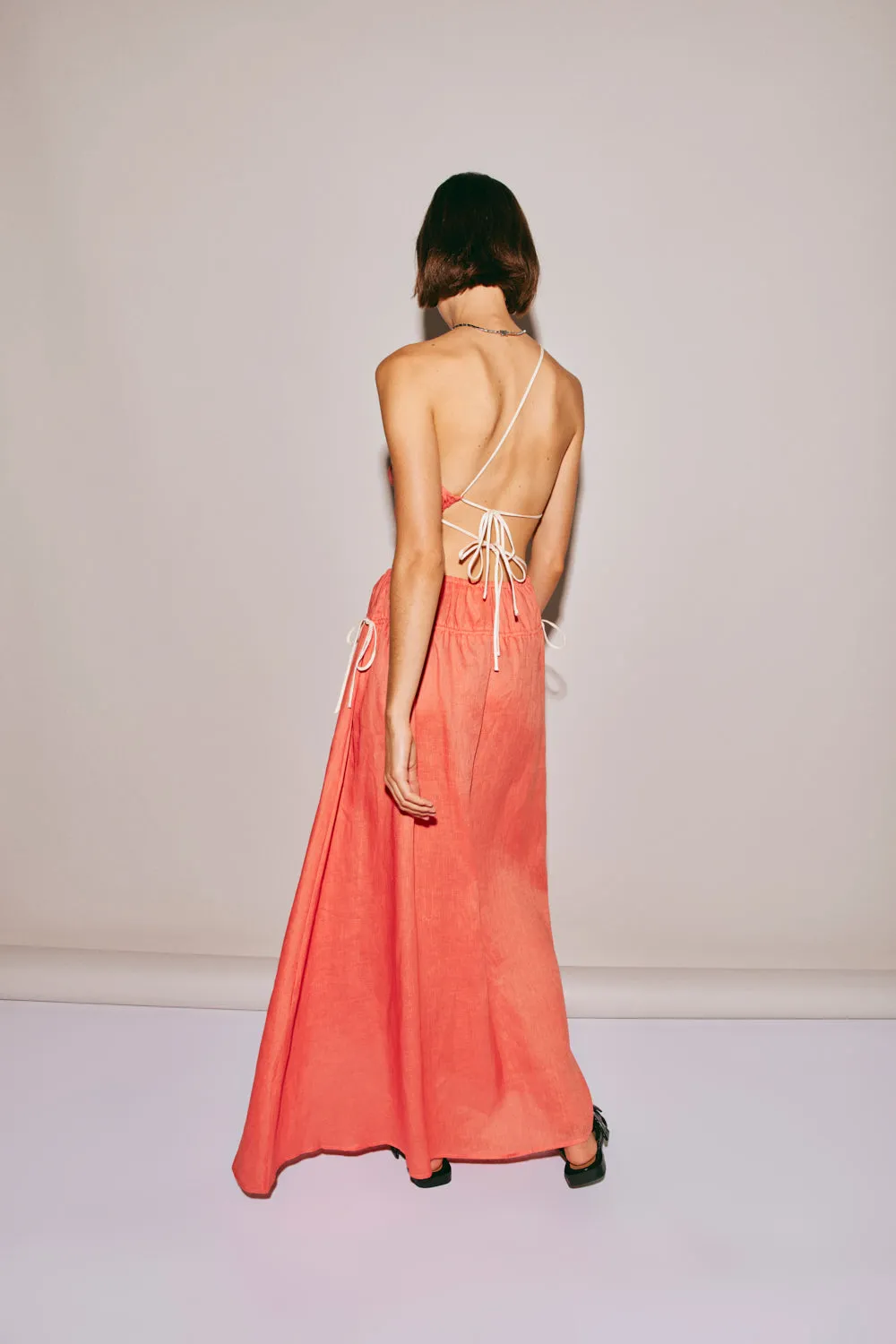 Te Amo Linen Maxi Dress Coral