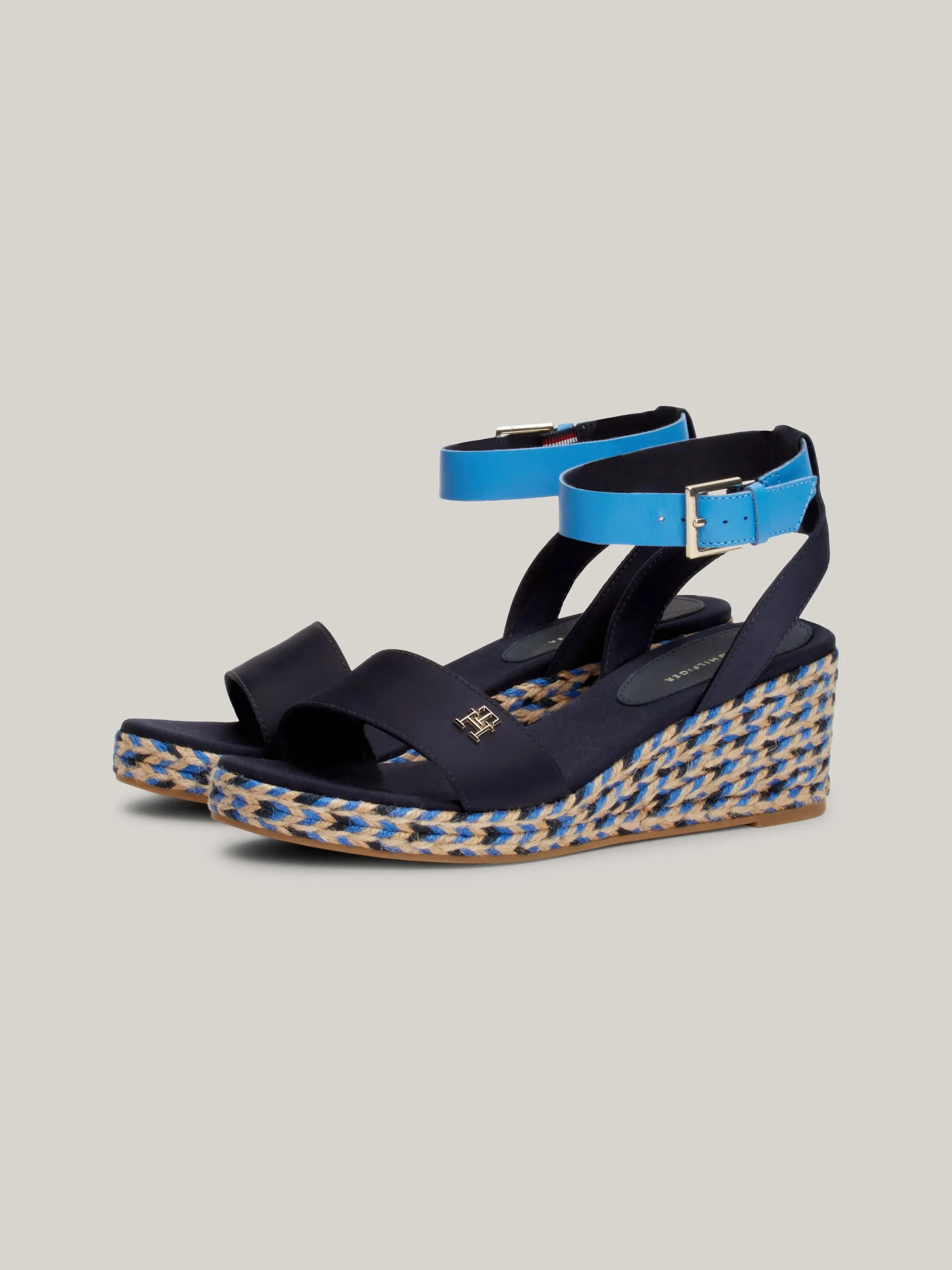 TOMMY HILFIGER Satin Contrast Strap Wedge Sandals