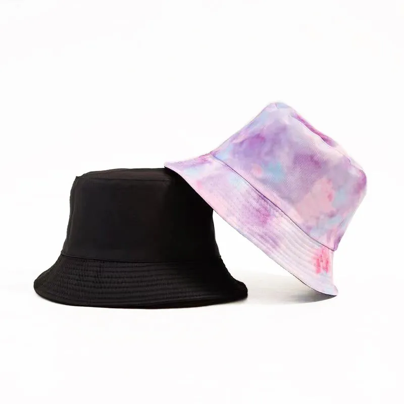 Unisex Reversible Tie Dye Solid Bucket Hat